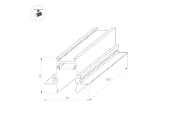 Встраиваемый магнитный шинопровод Arlight MAG-TRACK-2538-FDW-2000 (BK) 033460