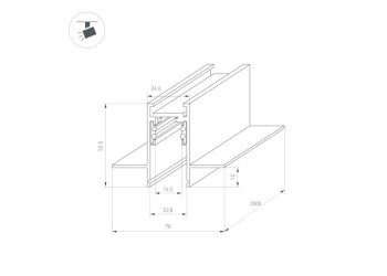 Встраиваемый магнитный шинопровод Arlight MAG-ORIENT-TRACK-2652-FDW-2000 (BK) 033634