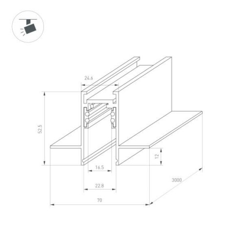Шинопровод магнитный встраиваемый Arlight MAG-ORIENT-TRACK-2652-FDW-3000 (BK) 033635, купить в Минске по самой низкой цене