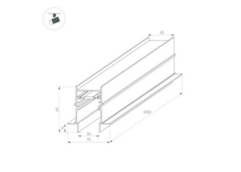 Шинопровод магнитный встраиваемый Arlight MAG-TRACK-4560-FDW-2000 BK 034679