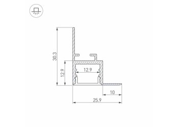 Встраиваемый профиль Arlight ARH-Ceil-S16-2000 Anod 034977
