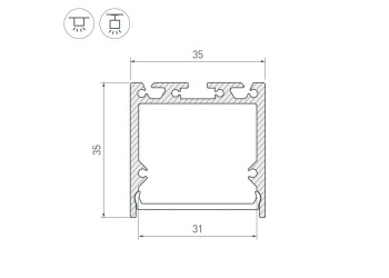 Профиль с экраном Arlight SL-LINE-3535-2500 WHITE+OPAL 036302