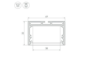 Профиль с экраном Arlight SL-LINE-4932-2500 WHITE+OPAL 036304