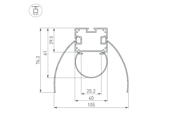 Профиль Arlight ARH-Power-W154-F-Comfort-2000 Anod 036343