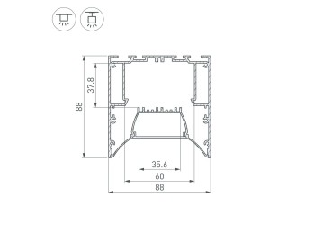 Профиль Arlight ARH-Power-W88-F-Comfort-2000 Anod 036363