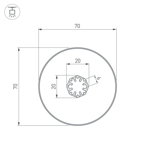 Встраиваемый профиль SL-ROUND-D70-360deg-2000 ANOD 037770, купить в Минске по самой низкой цене