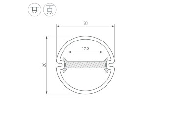 Профиль Arlight ARH-Round-D20-Dual-2000 Anod 039218