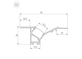 Встраиваемый профиль Arlight Fantom-W45-Bevel-2000 White 039949