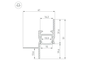 Встраиваемый профиль Arlight Сeil-S14-Shadow-T-2000 Black 040779