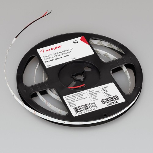 Светодиодная лента Arlight 11W/m 66Led/m 2835SMD красный 5M FITOLUX-A66-8mm 24V Red660 045214, купить в Минске по самой низкой цене