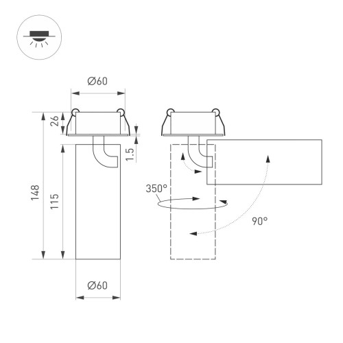 Встраиваемый светодиодный спот Arlight SP-Gabi-Built-Flap-R60-12W Day4000 049934, купить в Минске по самой низкой цене