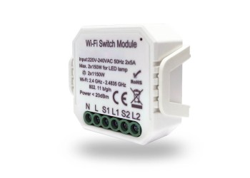 Wi-Fi реле-выключатель двухканальное Denkirs 2x1150Вт/150Вт для LED RL1002-SM