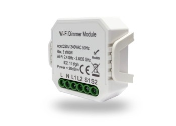 Wi-Fi реле-диммер двухканальное Denkirs 2x100Вт RL1004-DM