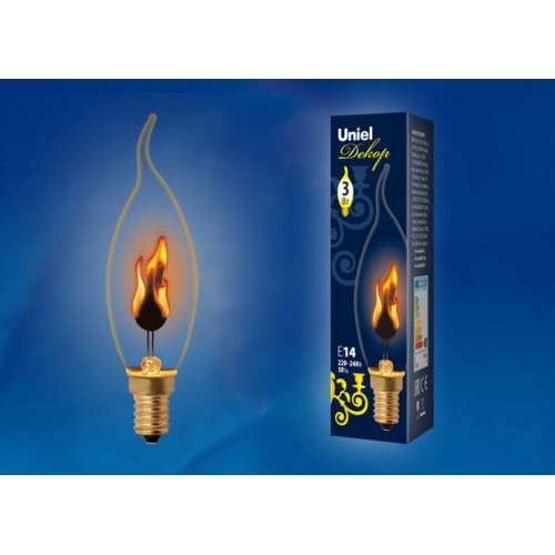 Лампа накаливания Uniel E14 3W золотистая IL-N-CW35-3/RED-FLAME/E14/CL UL-00002982, купить в Минске по самой низкой цене