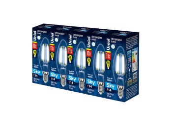 Набор светодиодных ламп филаментная Uniel E14 11W 4000K прозрачная LED-C35-11W/4000K/E14/CL PLS02WH UL-00008085