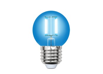 Лампа светодиодная филаментная Uniel E27 5W синяя LED-G45-5W/BLUE/E27 GLA02BL UL-00002990
