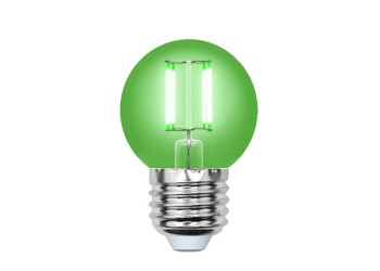 Лампа светодиодная филаментная Uniel E27 5W зеленая LED-G45-5W/GREEN/E27 GLA02GR UL-00002988