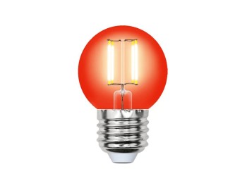 Лампа светодиодная филаментная Uniel E27 5W красная LED-G45-5W/RED/E27 GLA02RD UL-00002986