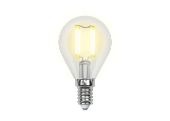 Лампа светодиодная филаментная Uniel E14 6W 4000K прозрачная LED-G45-6W/NW/E14/CL PLS02WH UL-00001371