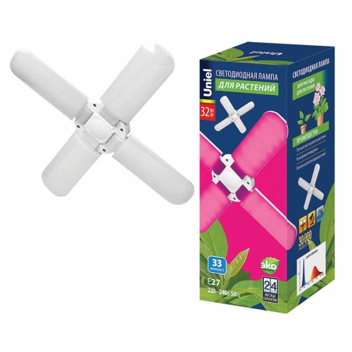Лампа светодиодная для растений Uniel E27 32W матовая LED-P65-32W/SPSB/E27/FR/P4 PLP32WH UL-00007408, купить в Минске по самой низкой цене