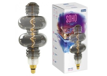 Лампа светодиодная филаментная Uniel E27 5W 2250K серая LED-SF42-5W/Soho/E27/CW Chrome/Smoke GLS77CR UL-00005922
