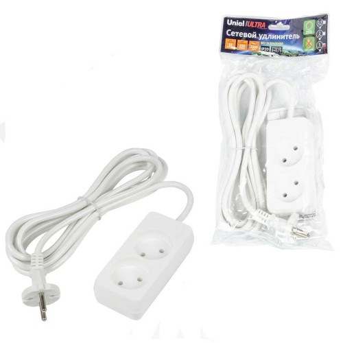 Удлинитель Uniel Ultra 2гн х 3м б/з S-CU2-3 White UL-00009977, купить в Минске по самой низкой цене