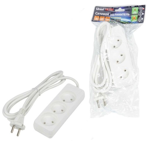 Удлинитель Uniel Ultra 3гн х 1,5м б/з S-CU3-1,5 White UL-00009979, купить в Минске по самой низкой цене