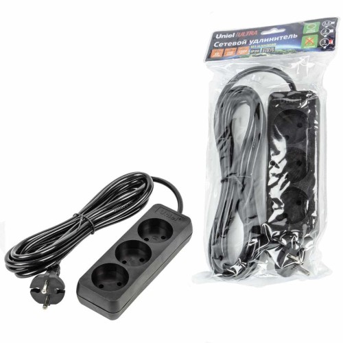Удлинитель Uniel Ultra 3гн х 3м б/з S-CU3-3 Black UL-00009983, купить в Минске по самой низкой цене
