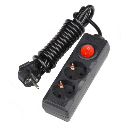 Удлинитель Uniel 2гн х 3м с/з + выкл Стандарт S-GCD2-3B BLACK UL-00003607, купить в Минске по самой низкой цене