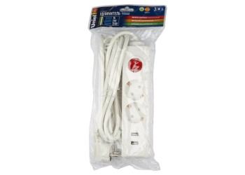 Удлинитель Uniel 2гн х 3м c/з Standard S-GCD2-3BU White UL-00006677