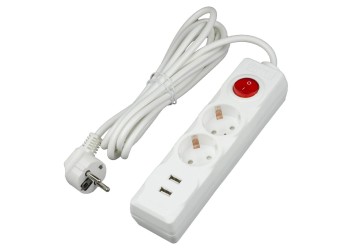 Удлинитель Uniel 2гн х 3м c/з Standard S-GCD2-3BU White UL-00006677