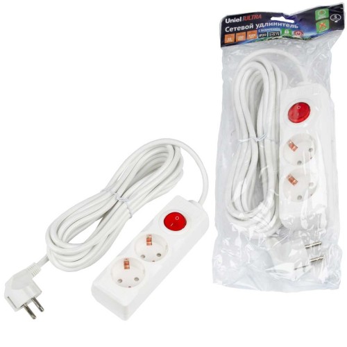 Удлинитель Uniel Ultra 2гн х 5м с/з S-GCU2-5B White UL-00010012, купить в Минске по самой низкой цене