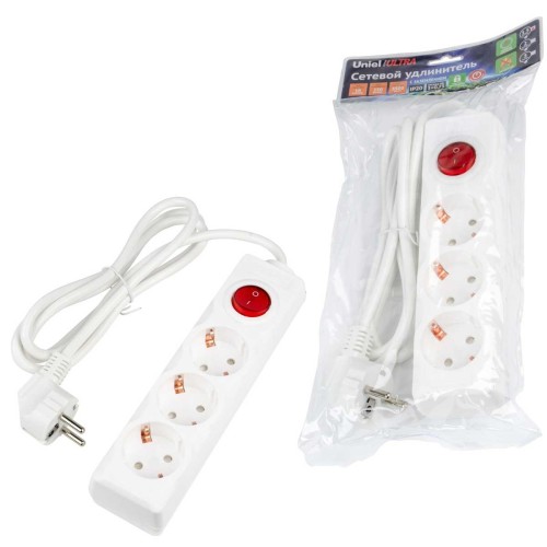 Удлинитель Uniel Ultra 3гн х 1,5м с/з S-GCU3-1,5B White UL-00010013, купить в Минске по самой низкой цене