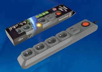 Сетевой фильтр Uniel 4гн х 3м с/з Lux S-GSL5-3U Grey UL-00001761