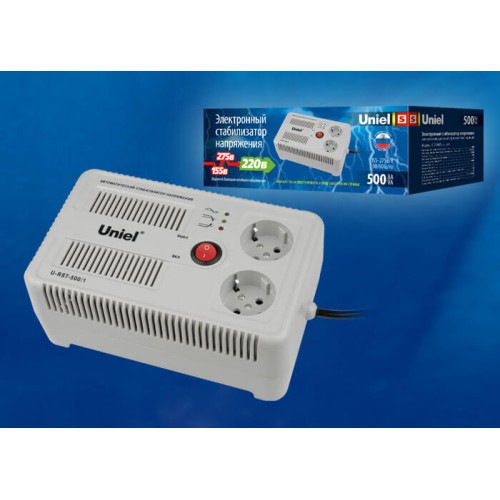 Стабилизатор напряжения Uniel 500ВА U-RST-500/1 UL-00003602, купить в Минске по самой низкой цене