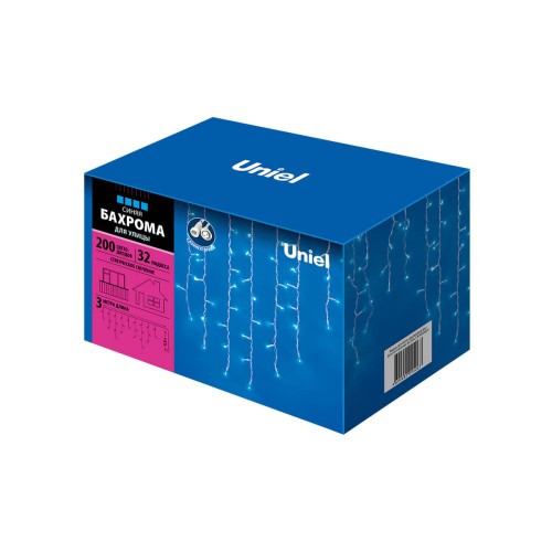 Светодиодная гирлянда Uniel бахрома 230V синий ULD-B3010-200/SWK Blue IP67 UL-00002329, купить в Минске по самой низкой цене
