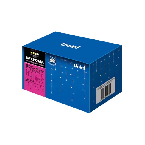 Уличная светодиодная гирлянда Uniel бахрома 220V теплый белый-белый ULD-B3010-200/TTK Warmwhite-White IP44 UL-00003949, купить в Минске по самой низкой цене