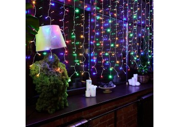 Уличная светодиодная гирлянда Uniel занавес 220V разноцветный ULD-C3020-240/TTK Multi IP44 UL-00007216