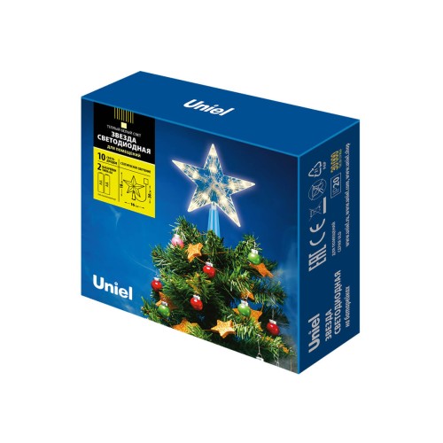Украшение светодиодное Uniel Звезда-2 теплый белый ULD-H1515-010/STB/2AA Warm White Star-2 UL-00005761, купить в Минске по самой низкой цене