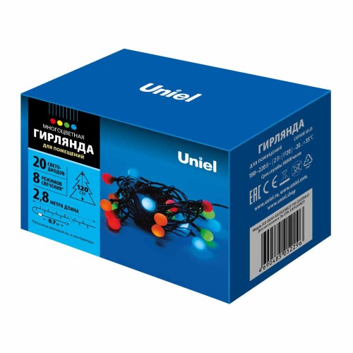 Светодиодная гирлянда Uniel разноцветные шарики 220V разноцветный ULD-S0280-020/DGA Multi IP20 Colorballs 11093, купить в Минске по самой низкой цене