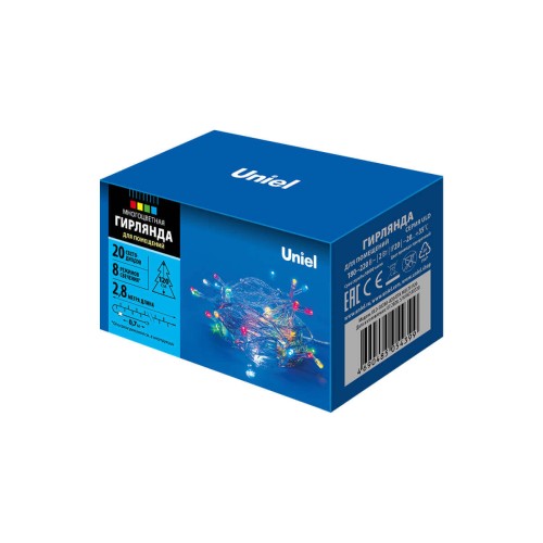 Светодиодная гирлянда Uniel Кубики 220V разноцветный ULD-S0280-020/DTA Multi IP20 07916, купить в Минске по самой низкой цене