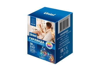Светодиодная гирлянда Uniel Роса разноцветный ULD-S0500-050/DTB/3AA/RC RGB IP20 Dew UL-00007248