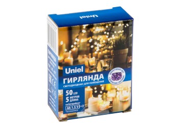 Светодиодная гирлянда Uniel Роса фиолетовый ULD-S0500-050/SCB/2AA Purple IP20 Dew UL-00007185