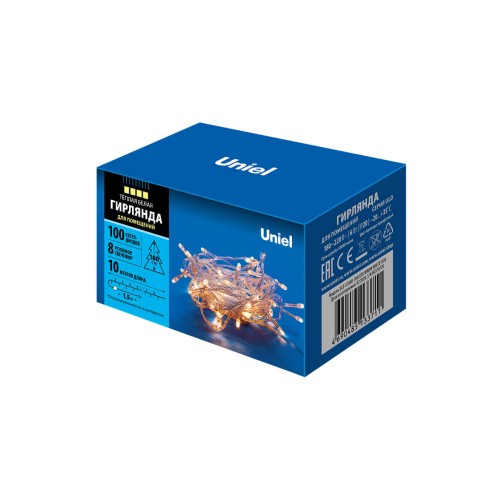 Светодиодная гирлянда Uniel 220V теплый белый ULD-S1000-100/DTA Warm White IP20 UL-00007200, купить в Минске по самой низкой цене