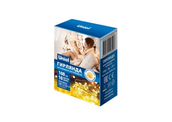 Светодиодная гирлянда Uniel Роса теплый белый ULD-S1000-100/SCB/3AA Warm White IP20 Dew UL-00005482