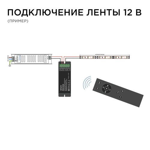 Диммер для монохромной светодиодной ленты Apeyron с пультом 12/24V 04-38, купить в Минске по самой низкой цене