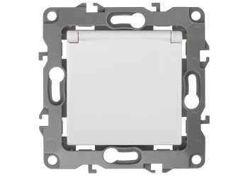 Розетка ЭРА 12 2P E Schuko со шторками с крышкой 16A 250V 12-2103-01 Б0014693