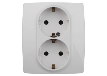 Розетка ЭРА 12 2x2P E Schuko со шторками 16A 250V 12-2104-01 Б0014699