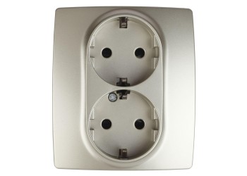 Розетка ЭРА 12 2x2P E Schuko со шторками 16A 250V 12-2104-04 Б0014702