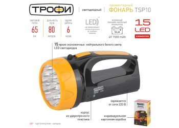 Прожекторный светодиодный фонарь ЭРА Трофи аккумуляторный 168х91х85 65 лм TSP10 Б0016537